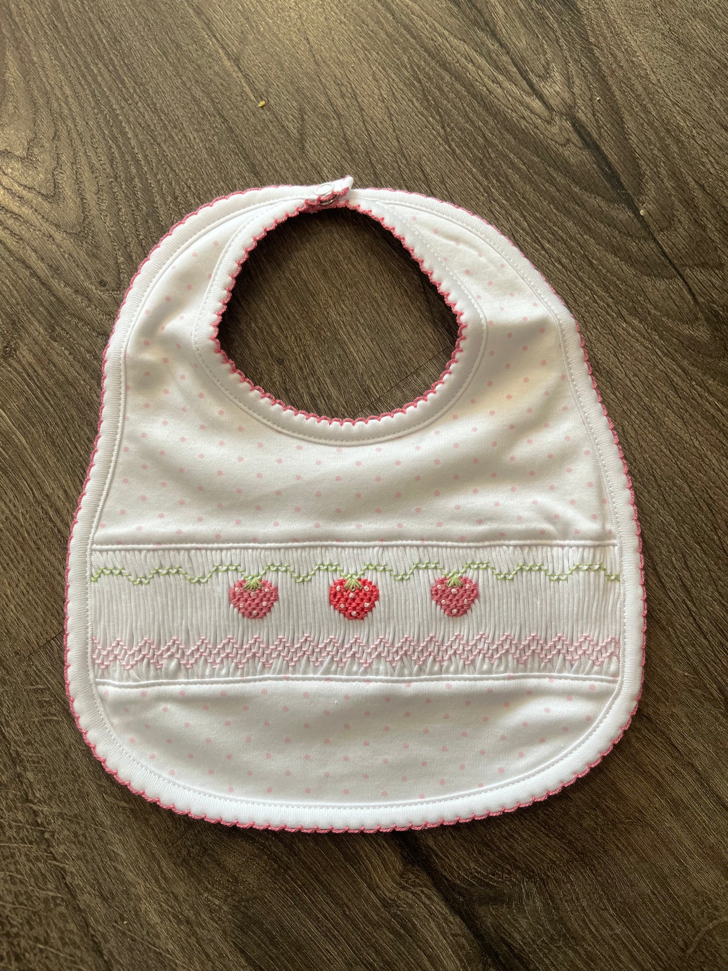 Eloise Strawberry Patch Smocked Bib