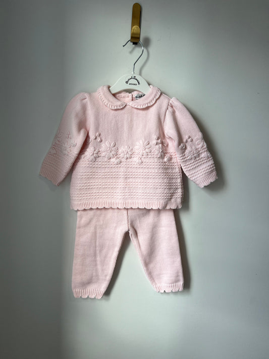 pink flower knit set