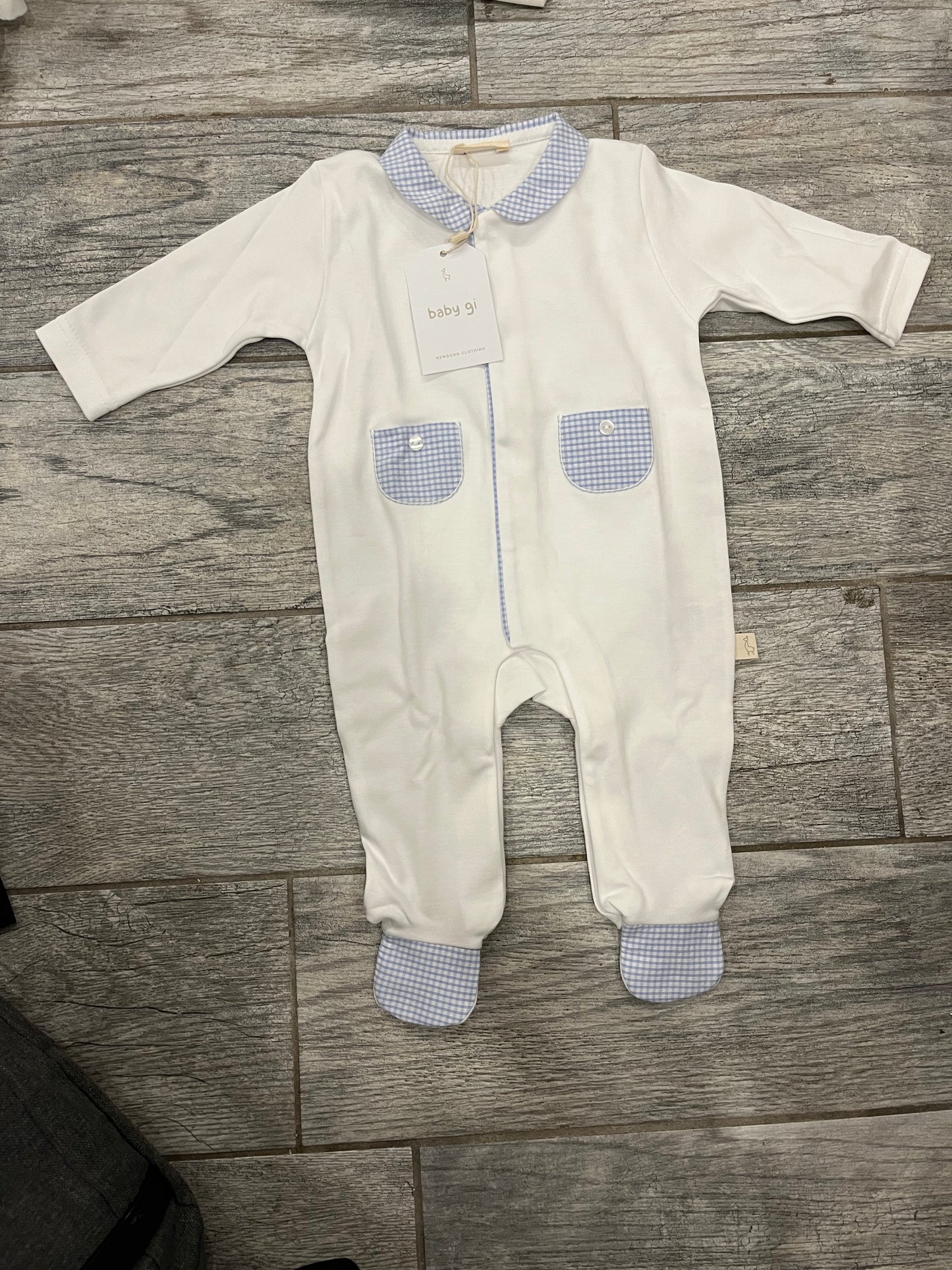 Interlock Footie W/ Vichy Pockets