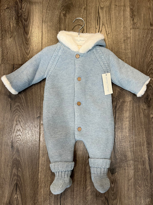 Hooded knit fur lined buttoned suit