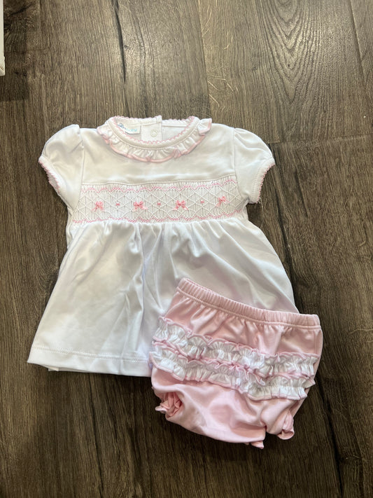 Amelia's Classics Solid Smocked Ruffle Bloomer Set