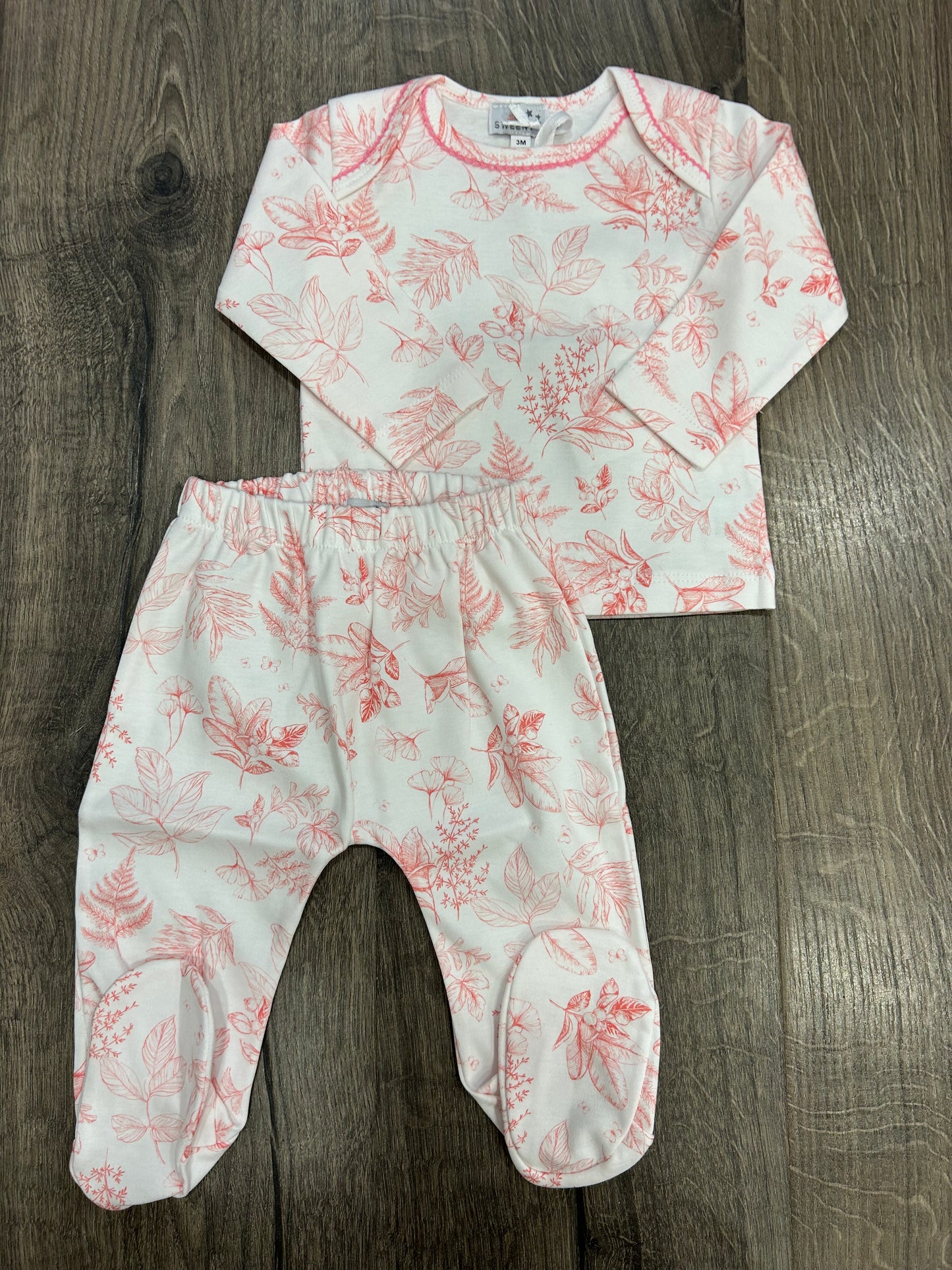 Toile De Jouy | PINK Pyjama Picot with feet