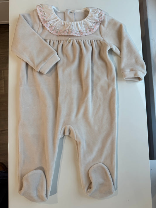 Lyla Collared Velour Footie