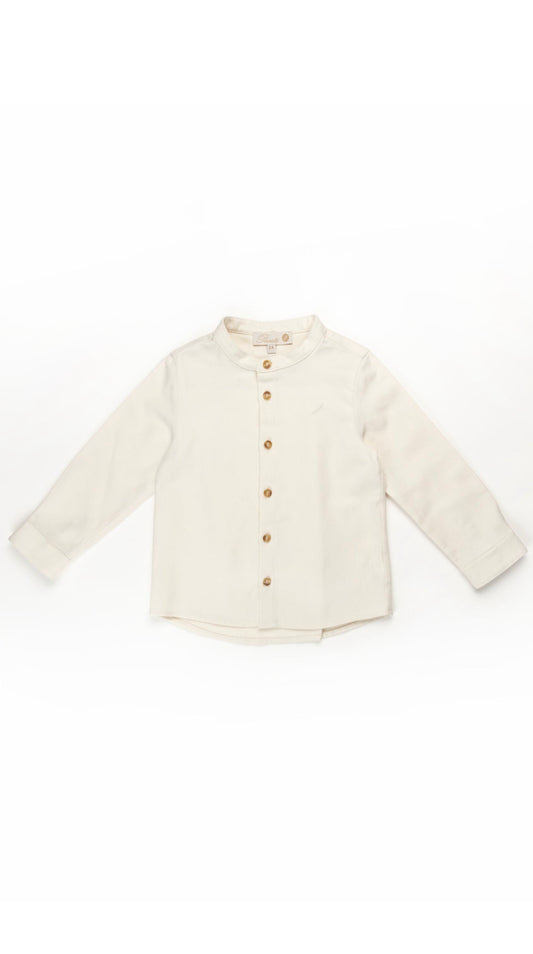 European collared woven button down