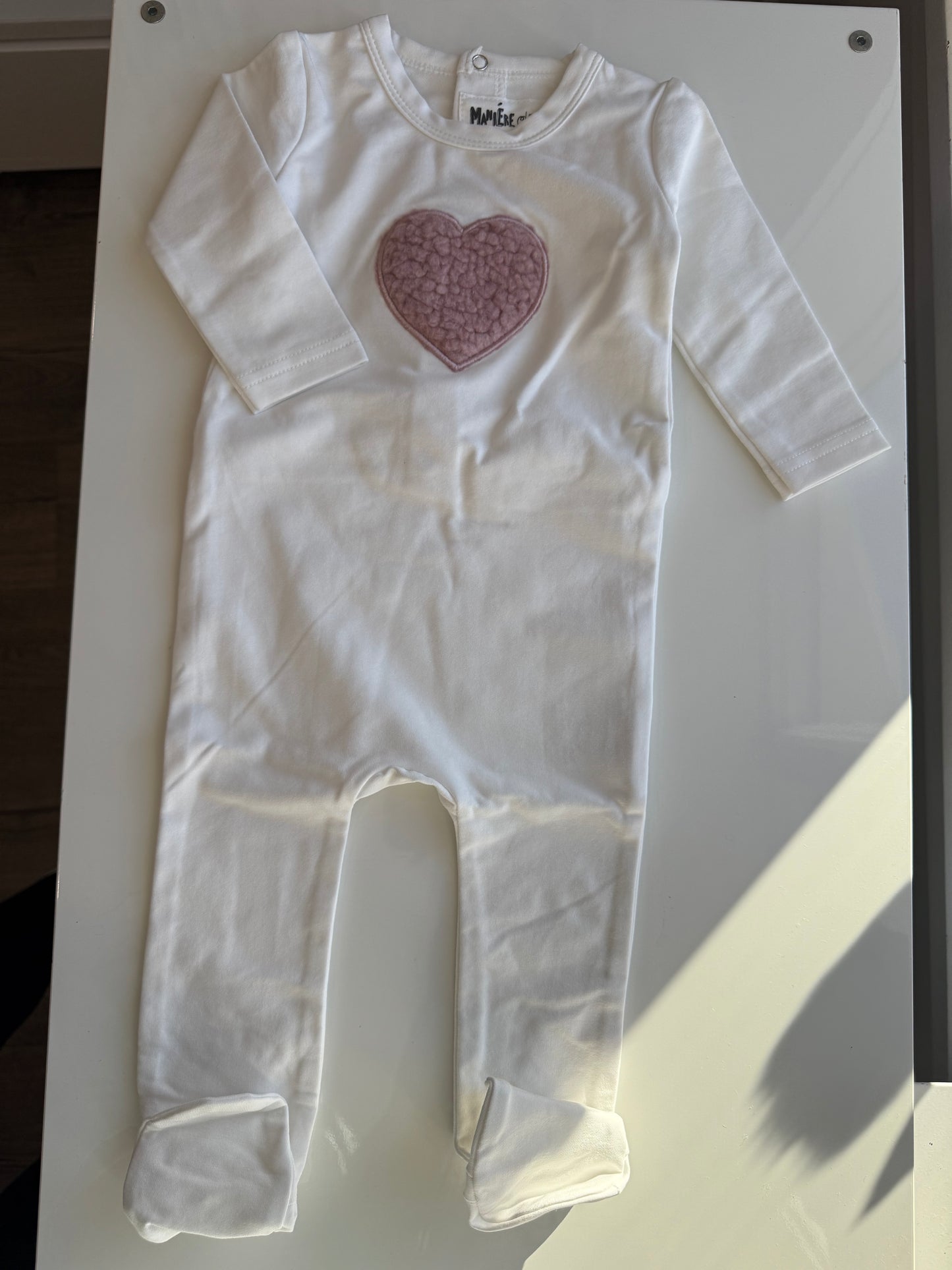 Sherpa Heart Footie-Off White