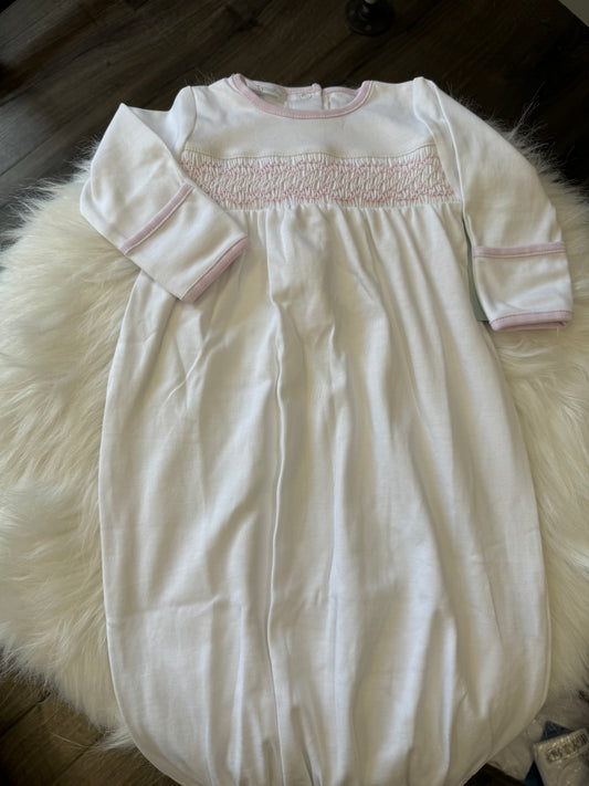 New beginings smocked gathered gown