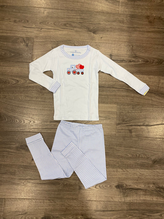 Tractor-full of love applique toddler long pajamas