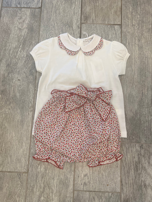 Red floral Bloomer short set