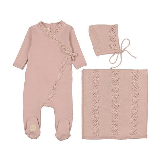 Rose Knit Twist layette Set