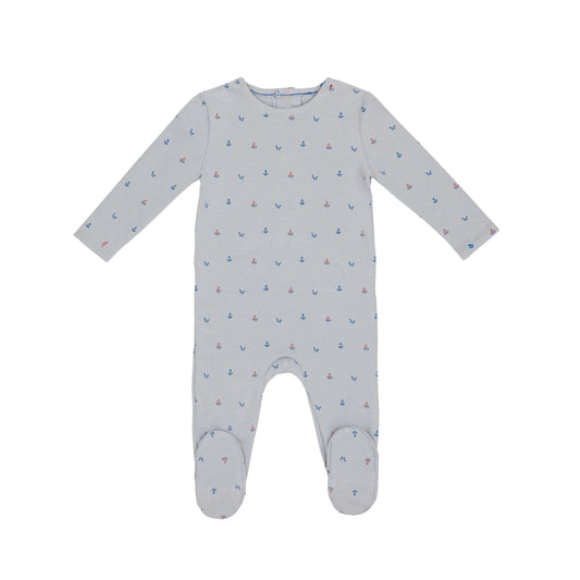 Nautical Print Boys Sea Blue Footie