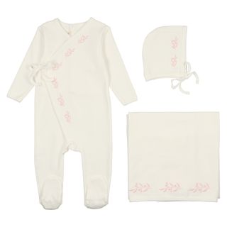 Embellished wrap layette set