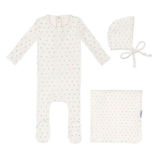 Ivory Petal Pointelle Floral Layette Set