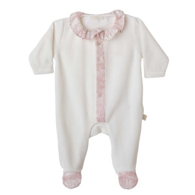 Printed Ruffled Collar Footie