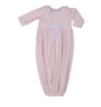 CLASSIC | Baby Girls Pink Velour Gown with Lace Detailing