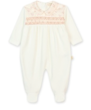 Winter Garden Ivory Velour Footie