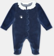 Elissa Scalloped Velour Footie