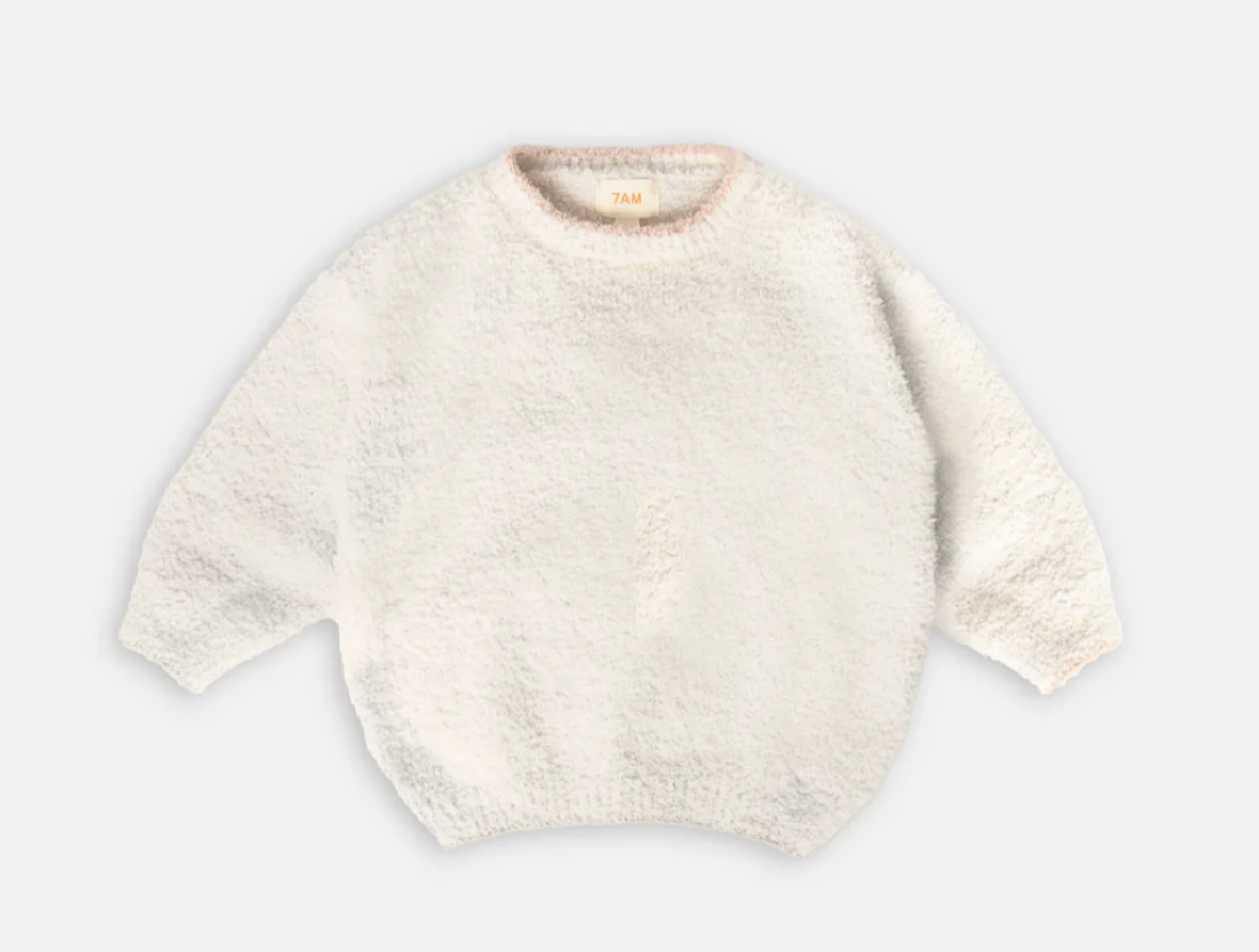 Fuzzy Boxy Sweater-White