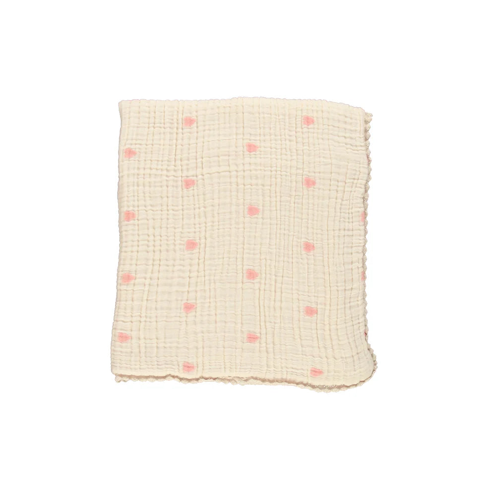 Snuggle Blanket Pink Heart Muslin