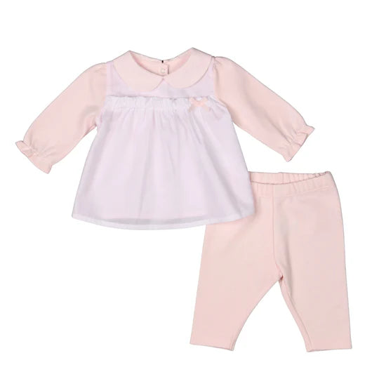 ALMA | GIRLS PINK & WHITE ORGANIC COTTON BABYGROW