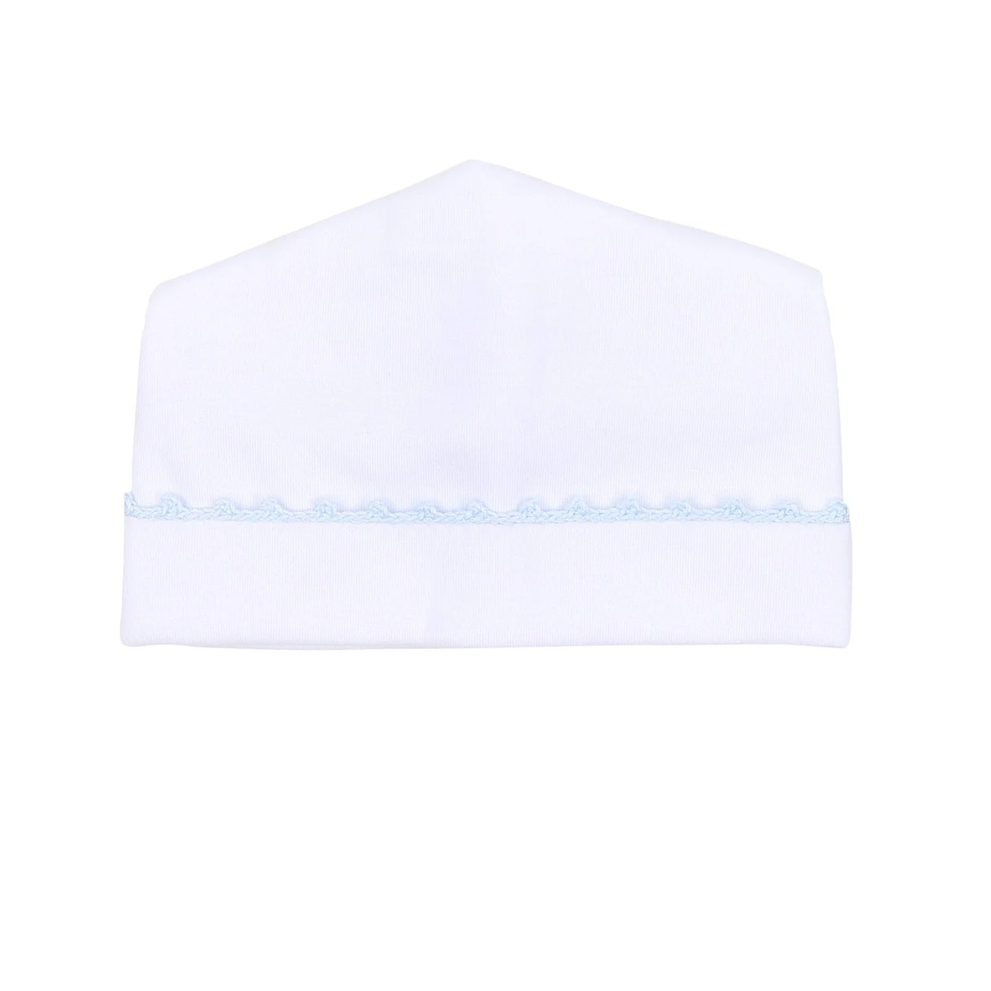 Baby Joy Hat with Blue Crochet Trim