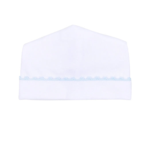 Baby Joy Hat with Blue Crochet Trim