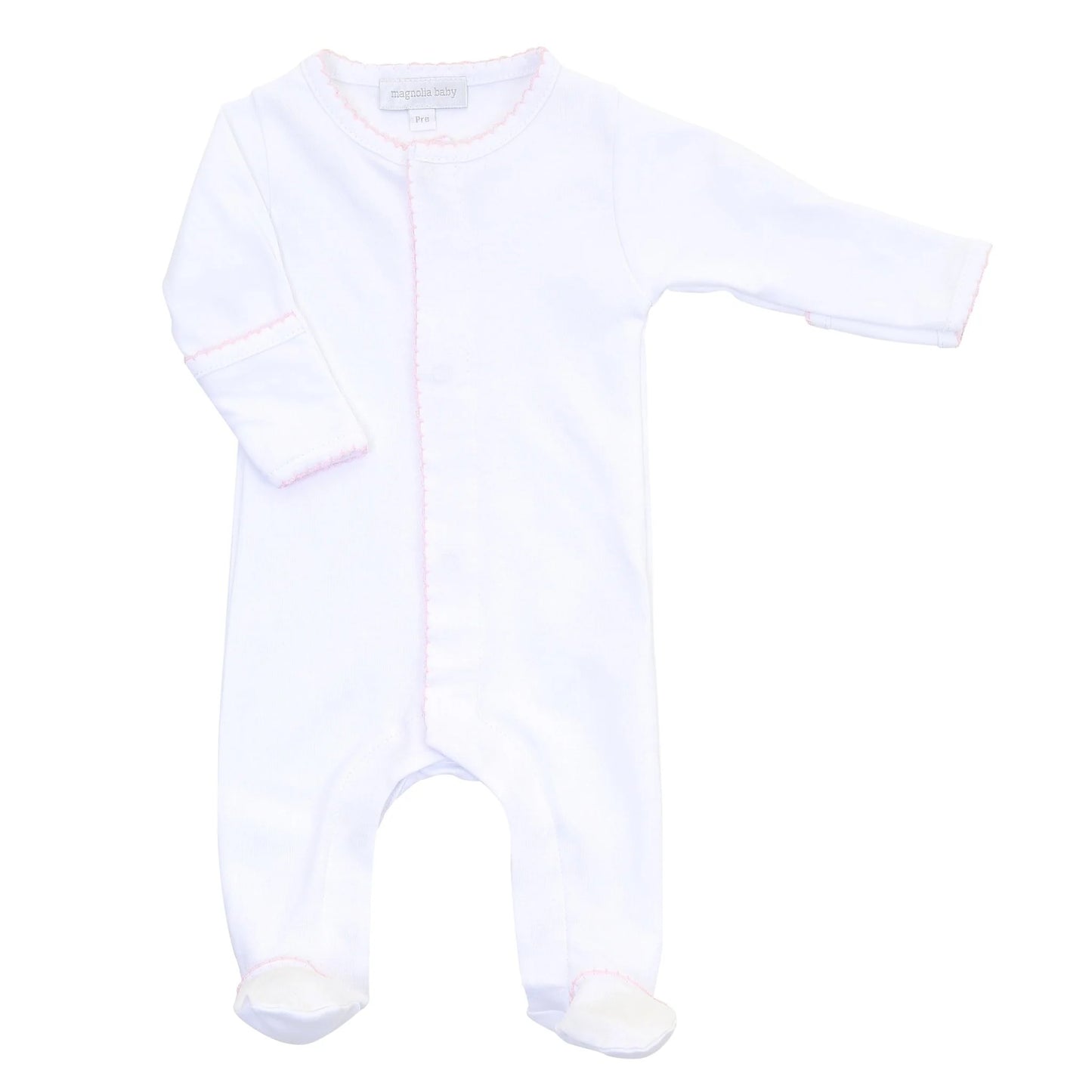 MB Essentials Footie White w/ Pink Trim