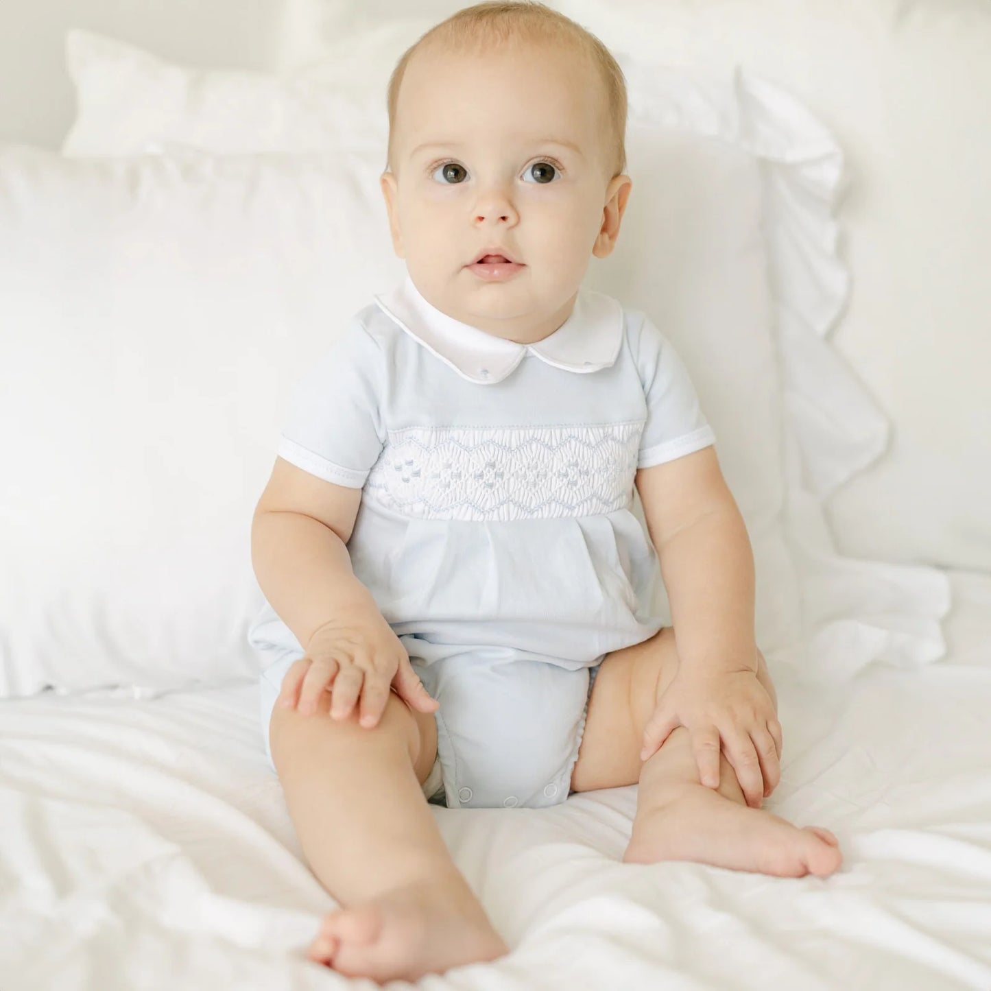 Ethan Smocked Collared Bubble