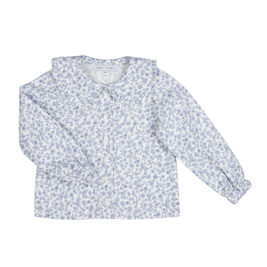 GILIAN | Girls Blue Floral Cotton Blouse & Pant Set