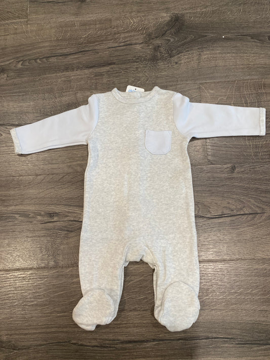 Hide & seek Light grey a blue sleeves footie