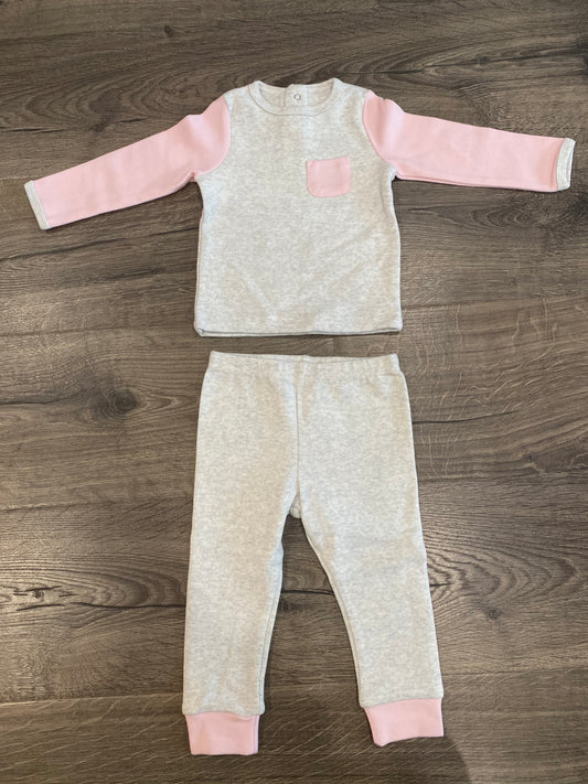 Hide & seek heather grey w pink sleeves