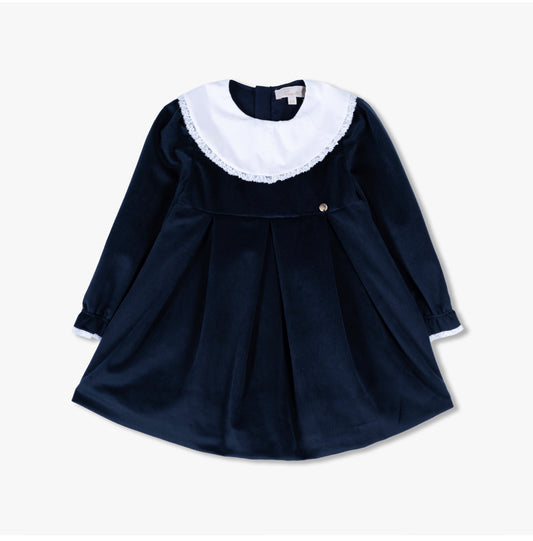 Navy velvet collared dress