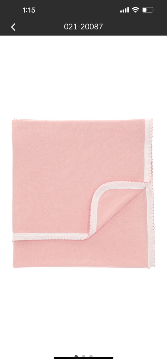 Pink scalloped receiving blanket