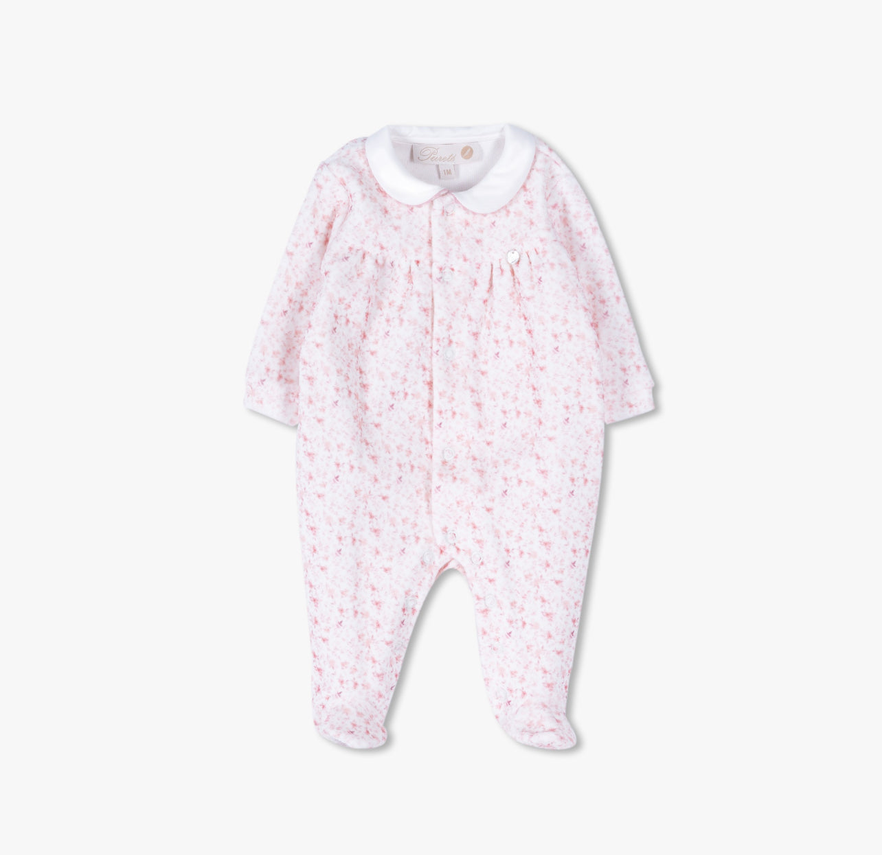 Petite pink flower footie