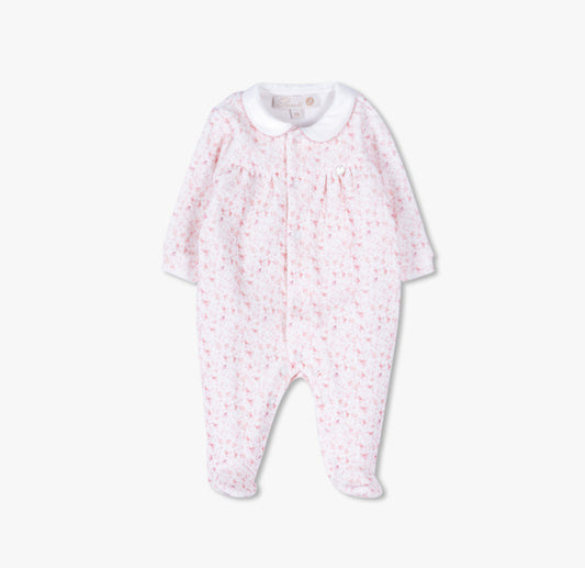 Petite pink flower footie