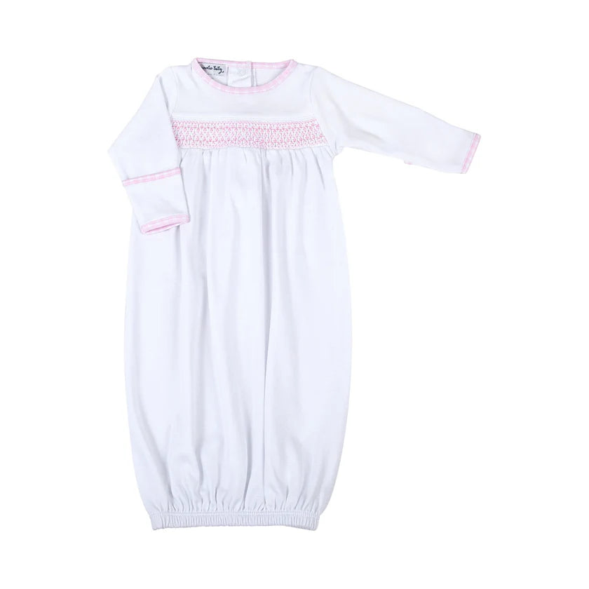 New Beginnings Pink Smocked Gathered Gown