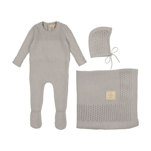 precious purl knit layette set