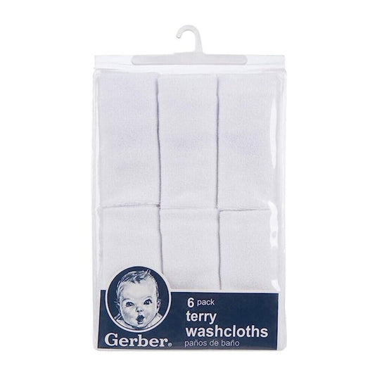 Gerber 6-pack White Washcloth