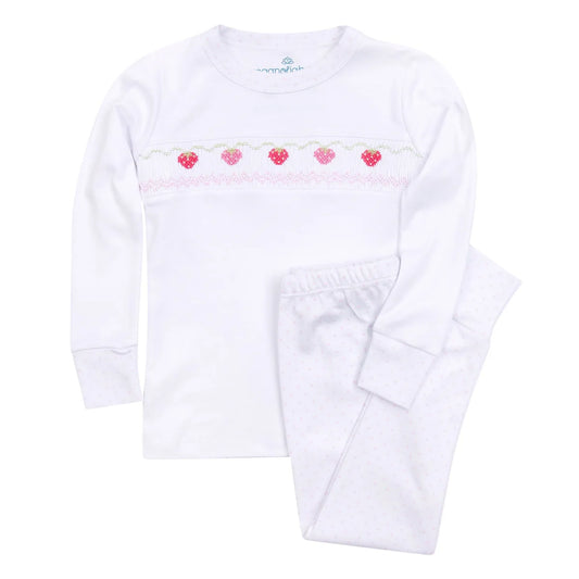 Strawberry Patch Smocked Long Pajamas