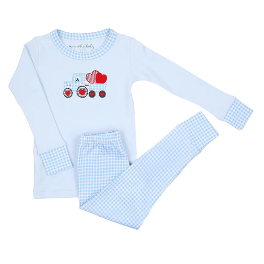 Darling Football Blue Emb Toddler Long Pajamas