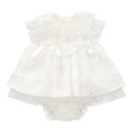 White stripe lace dress