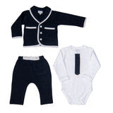 LEO | Navy Blue Quilted Cotton Set & Bodysuit