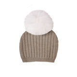 Boys Taupe Knitted Pom-Pom Hat