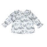 CLARA | Girls White & Blue Paris Print Blouse