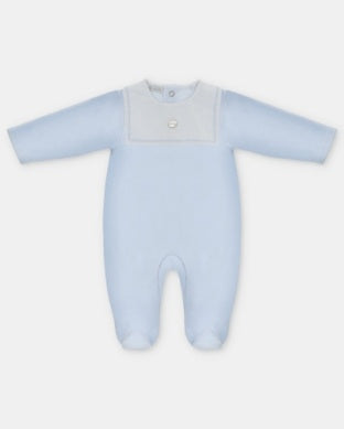 Blue skies velour footie