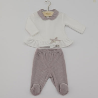 Camelia Footed Ribbed Velour Set