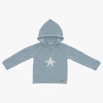 Light blue cable knit hoodie with star