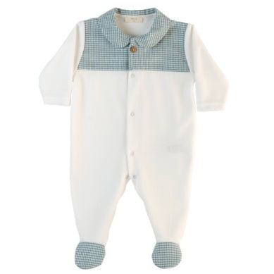 Green Gingham Velour Footie