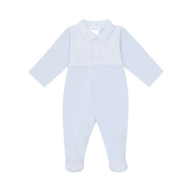 Seersucker blue footie