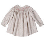 EDNA | Girls Pink Floral Hand-Smocked Cotton Dress