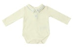 Ivory L/S onesie w/ embroidered collar